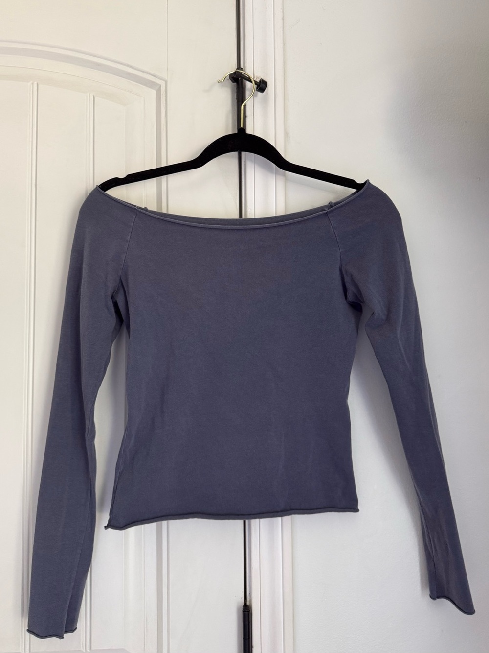 Brandy Melville Off-Shoulder Long Sleeve Top - Gray